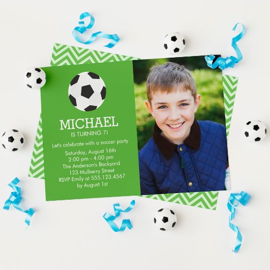 Invitation Fun Soccer Thème Photo Anniversaire