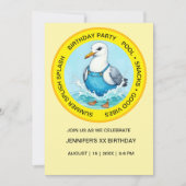 Invitation fun Splish Splash Seagull summer Pool Party (Devant)