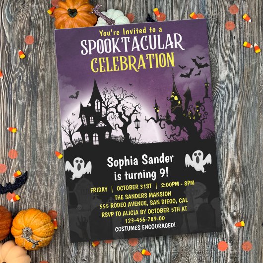 Invitation Fun Spooktacular Birthday KIds Halloween