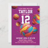 Invitation Fun Sport Cool fille violet rose Anniversaire de b (Devant)