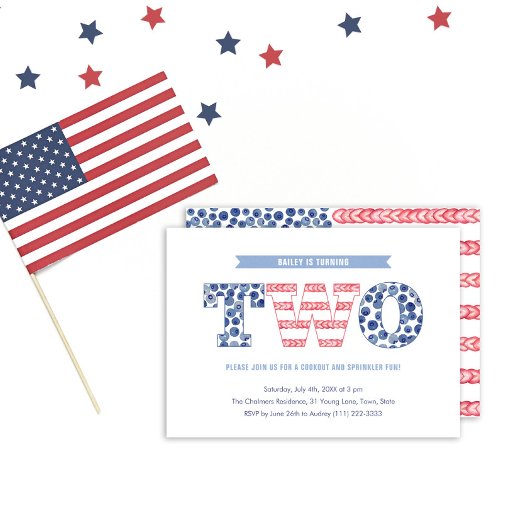 Invitation Fun Stars And Stripes Été 2ème Anniversaire