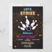 Invitation Fun Strike cool sports bleu Bowling 10e anniversai (Devant)