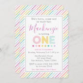 Invitation Fun Stripes coloré Premier anniversaire (Devant / Derrière)