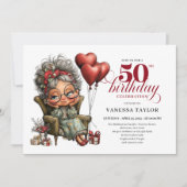 Invitation Fun stylish 50th birthday woman quirky invite (Devant)