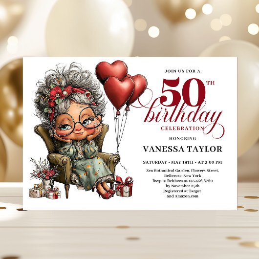 Invitation Fun stylish 50th birthday woman quirky invite