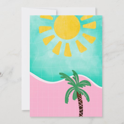 Invitation Fun Summer Bright Tropical pool party Sweet 16 (Dos)