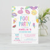 Invitation Fun Summer Pool Anniversaire Fête (Debout devant)