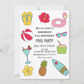 Invitation Fun Summer Swimming Pool Party Birthday (Devant)
