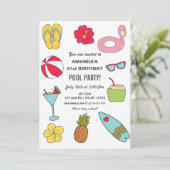 Invitation Fun Summer Swimming Pool Party Birthday (Debout devant)