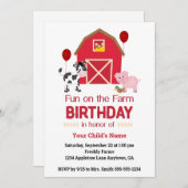 Invitation Fun sur mesure sur la ferme Anniversaire avec anim (Devant / Derrière)