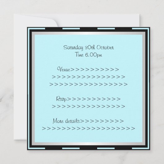 Invitation Fun Sweet 16 Light Blue Black Stripes Silver Party (Dos)