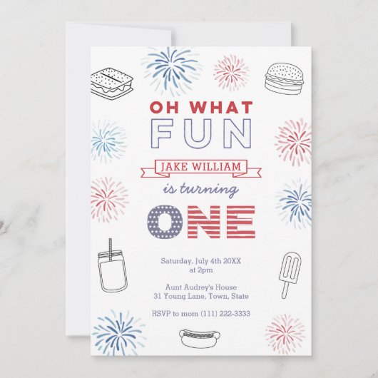 Invitation Fun To Be One Independence Day 1er Anniversaire (Devant)