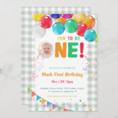 Invitation Fun to Be One Photo First Birthday part  (Devant / Derrière)