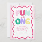 Invitation Fun to be One! Striped Colorful 1st Birthday (Devant)