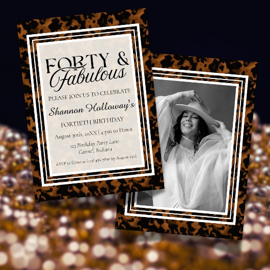 Invitation Fun Tortoise Shell Birthday Forty and Fabulous