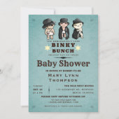 Invitation Fun Triplets Binky Bunky Baby shower Occidental (Devant)