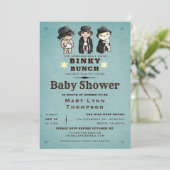 Invitation Fun Triplets Binky Bunky Baby shower Occidental (Debout devant)