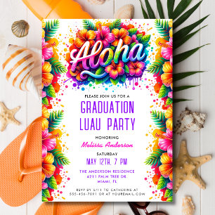 Invitation Fun Tropical Aloha Graduation Luau Party