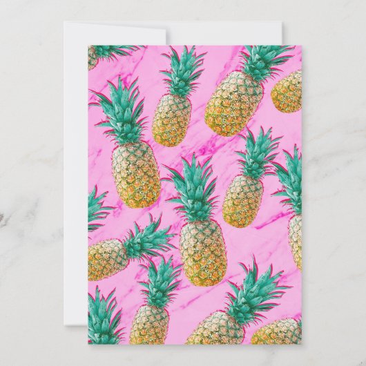 Invitation Fun Tropical Ananas & Marbre Rose Moderne Mariage (Dos)