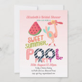 Invitation Fun Tropical Flamant rose Pool Party Rose Bleu mod (Devant)