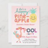 Invitation Fun Tropical Flamant rose Pool Party Rose Bleu mod (Devant)