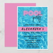 Invitation Fun Tropical Pink Pool fête 68e anniversaire (Devant / Derrière)