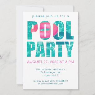 Invitation Fun Tropical Pool Party