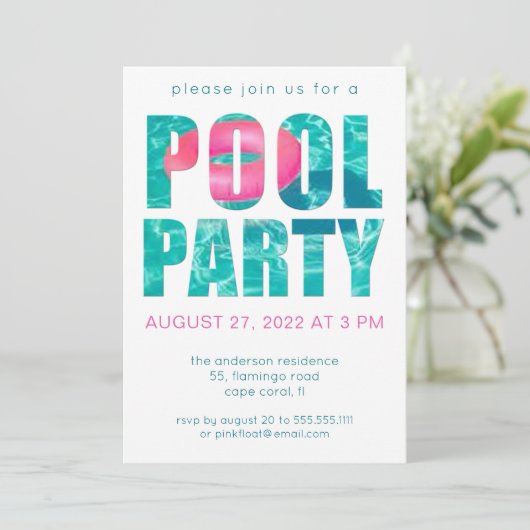 Invitation Fun Tropical Pool Party (Debout devant)
