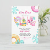 Invitation Fun Tropical Summer Beach Girl 1er anniversaire Ph (Debout devant)