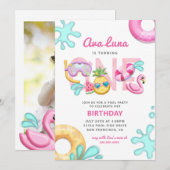 Invitation Fun Tropical Summer Beach Girl 1er anniversaire Ph (Devant / Derrière)