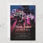 Invitation Fun Tropical Sunset Luau Party 80e anniversaire (Devant)