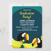 Invitation Fun Tropical Turquoise Bananes Toucans Graduation  (Devant)