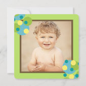 Invitation Fun Turquoise Bubbly Dots Photo Boy 1er Anniversai (Dos)