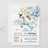 Invitation Fun Unicorn Ride Princesse Fille fête d'anniversai (Devant)