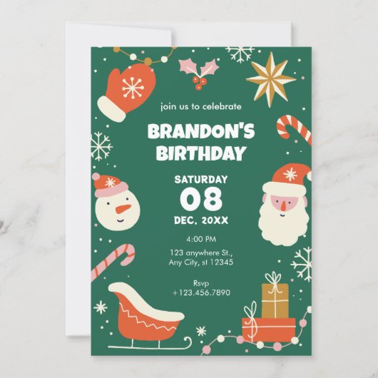 Invitation Fun vert Noël (Devant)