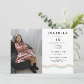 Invitation Fun Vibrant Fleur Photo Anniversaire Fête (Debout devant)