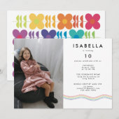 Invitation Fun Vibrant Fleur Photo Anniversaire Fête (Devant / Derrière)