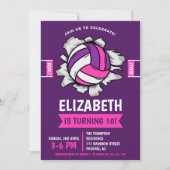 Invitation Fun Volleyball Girl Birthday (Devant)