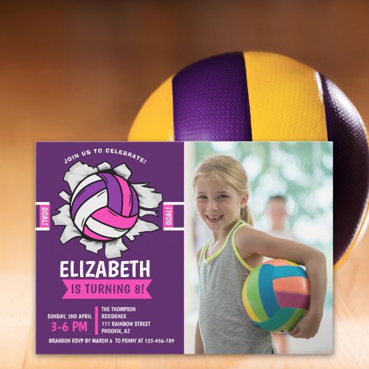 Invitation Fun Volleyball Girl Birthday