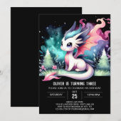 Invitation Fun Watercolor Dragon Anniversaire (Devant / Derrière)