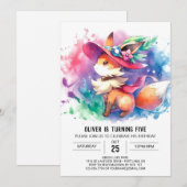 Invitation Fun Watercolor Fox Anniversaire (Devant / Derrière)