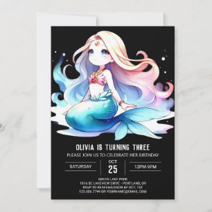 Invitation Fun Watercolor Fun Mermaid Anniversaire