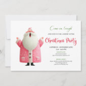 Invitation Fun Watercolor Santa Editable Christmas Party Card (Devant)