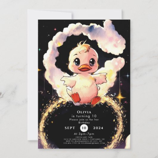 Invitation Fun Whimsical Canard Anniversaire (Devant)