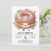 Invitation Fun Whimsical Donuts Anniversaire (Debout devant)