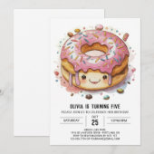 Invitation Fun Whimsical Donuts Anniversaire (Devant / Derrière)