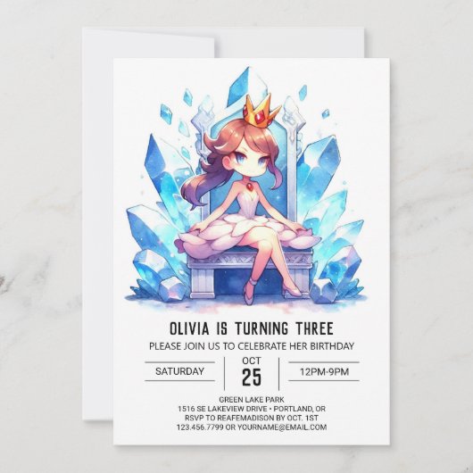 Invitation Fun Whimsical Princess Anniversaire (Devant)