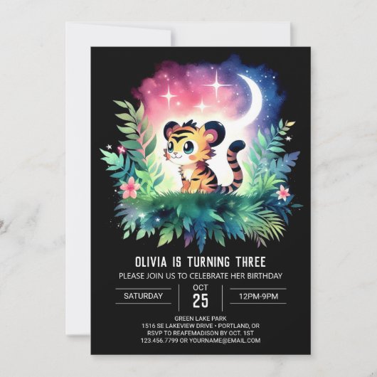 Invitation Fun Whimsical Tiger Anniversaire (Devant)