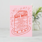Invitation Fun Whimsical unique main tiré gâteau d'anniversai (Debout devant)