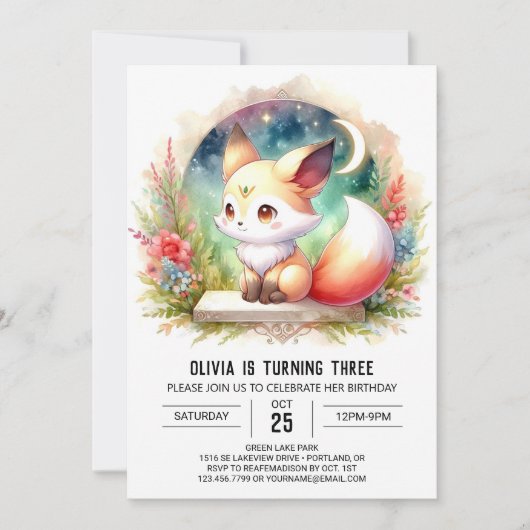 Invitation Fun Wild Fox Anniversaire numérique (Devant)